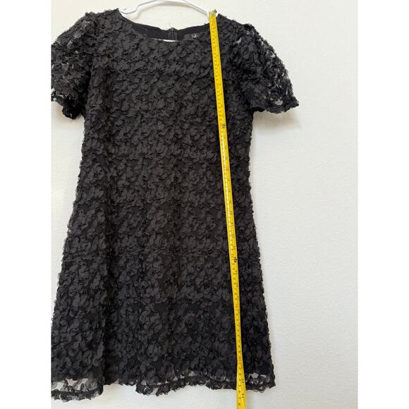 Lulus Textured Always For You Puff Sleeve Mesh Mini Dress Black M - Picture 8 of 9